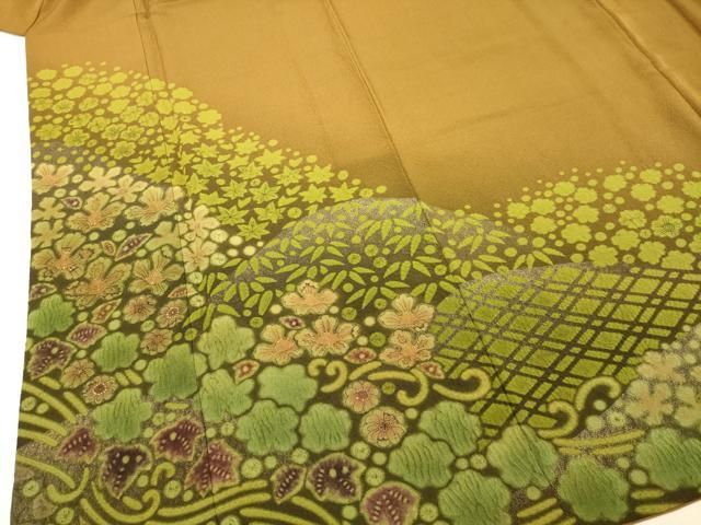 平和屋着物○十日町 名門 滝泰謹製 訪問着 絞り 辻が花 暈し染め 金彩  