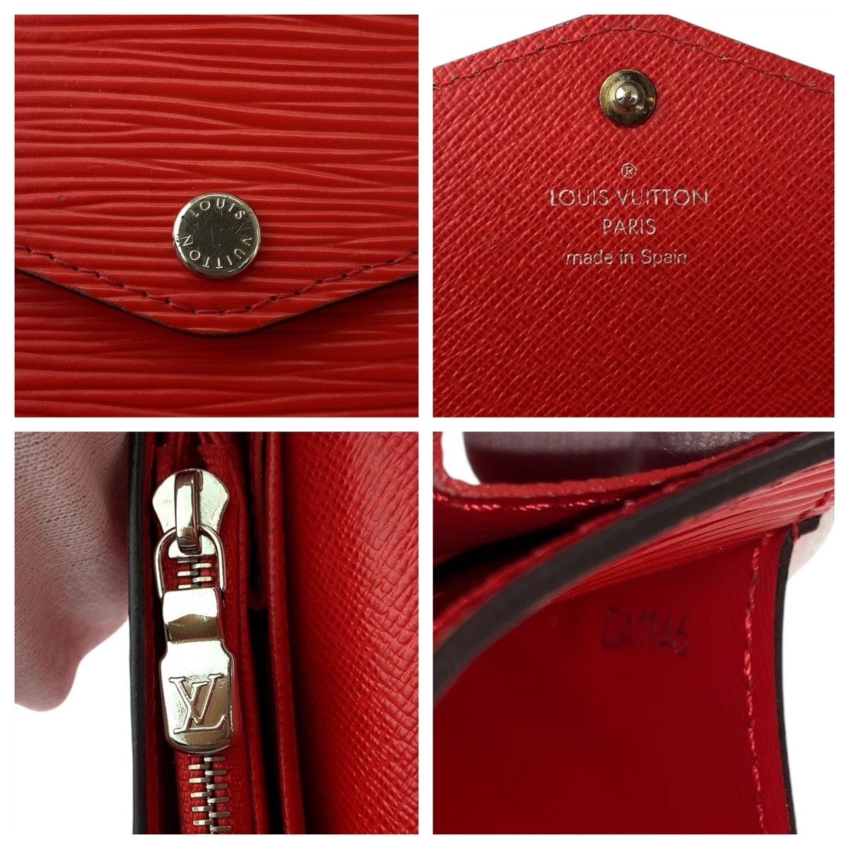 美品 LOUIS VUITTON ルイヴィトン エピ ポルトフォイユ サラ コクリコ  