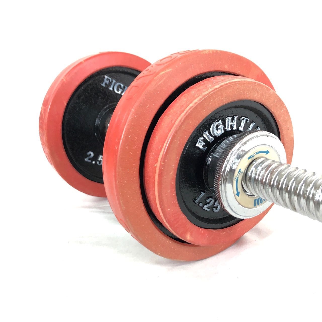 ファイティングロード ダンベル50kg 赤ゴム (シャフトは未開封の未使用品） ファイティングロード ダンベル50kg 赤ゴム (シャフトは未開封の未使用