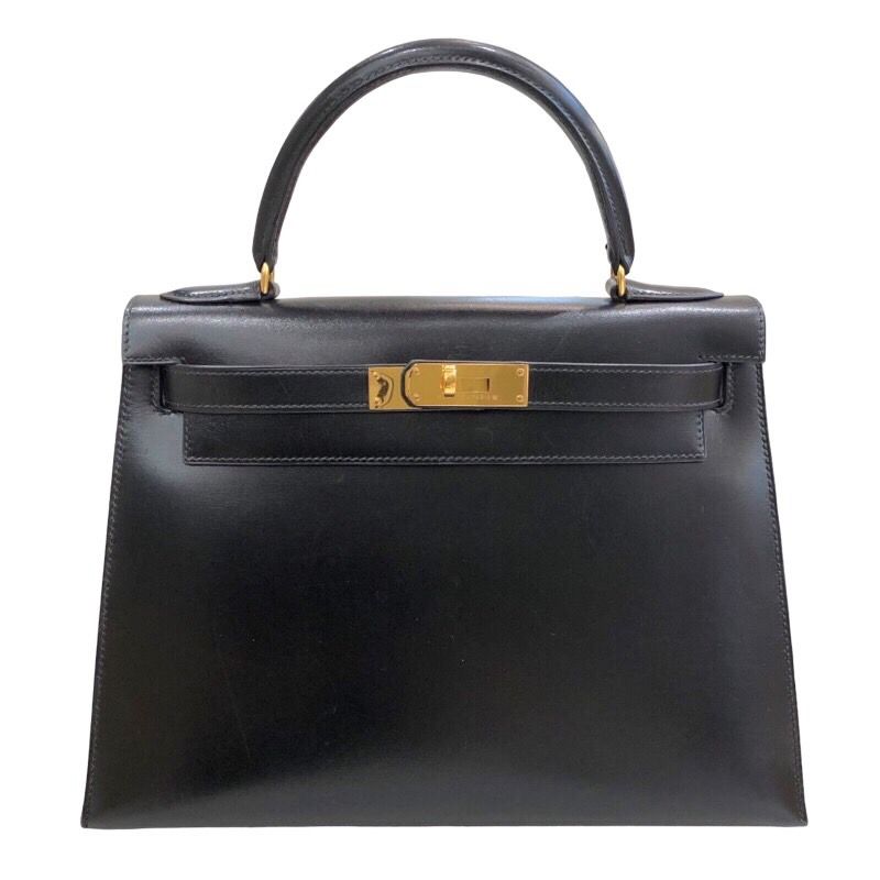 エルメス HERMES ケリー28 〇V刻印 ブラック/GD金具 ボックスカーフ  