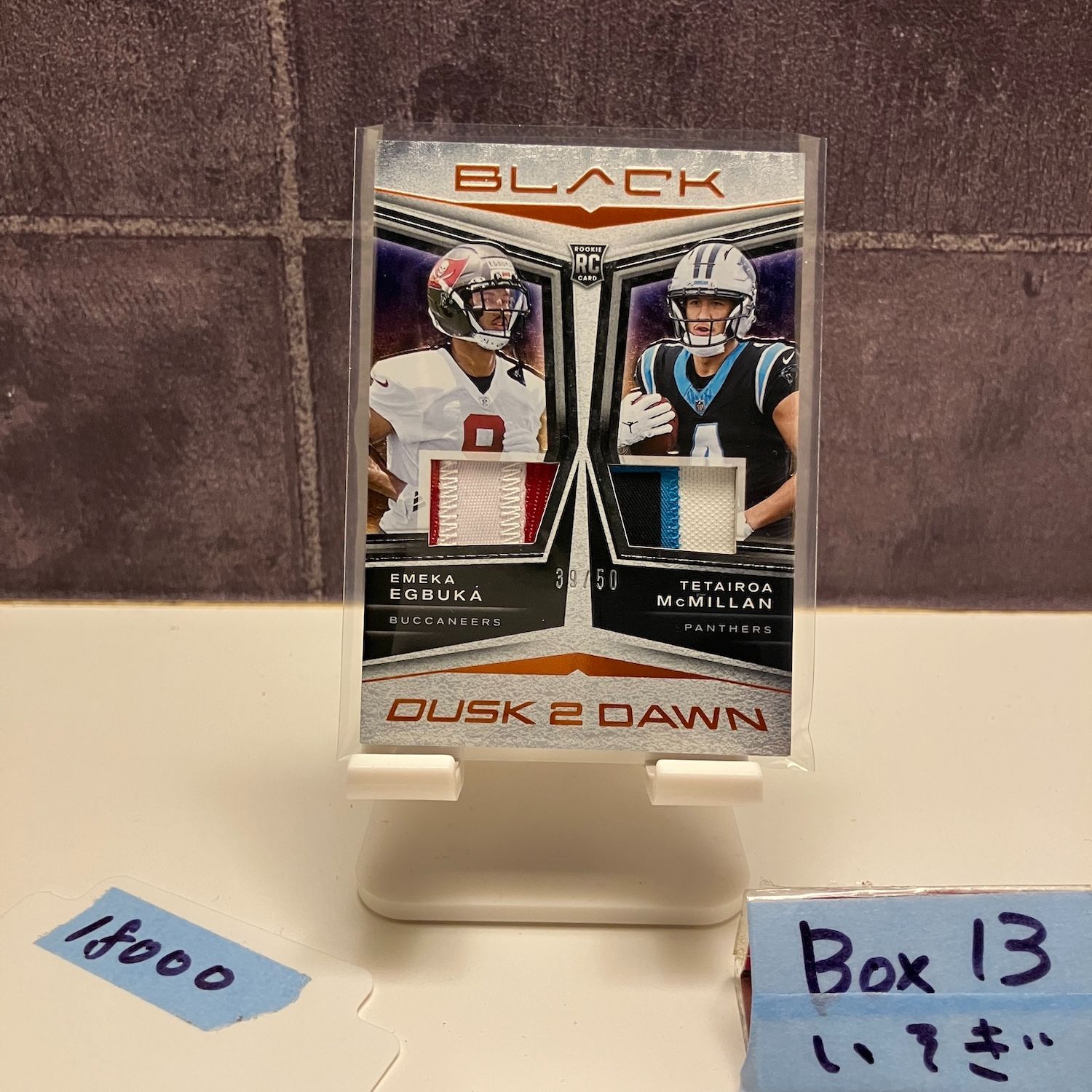 2025 Panini Black Emeka Egbuka Tetairoa McMillan 39/50 Buccaneers Panthers Dual パッチ RC ルーキー Rookie カード