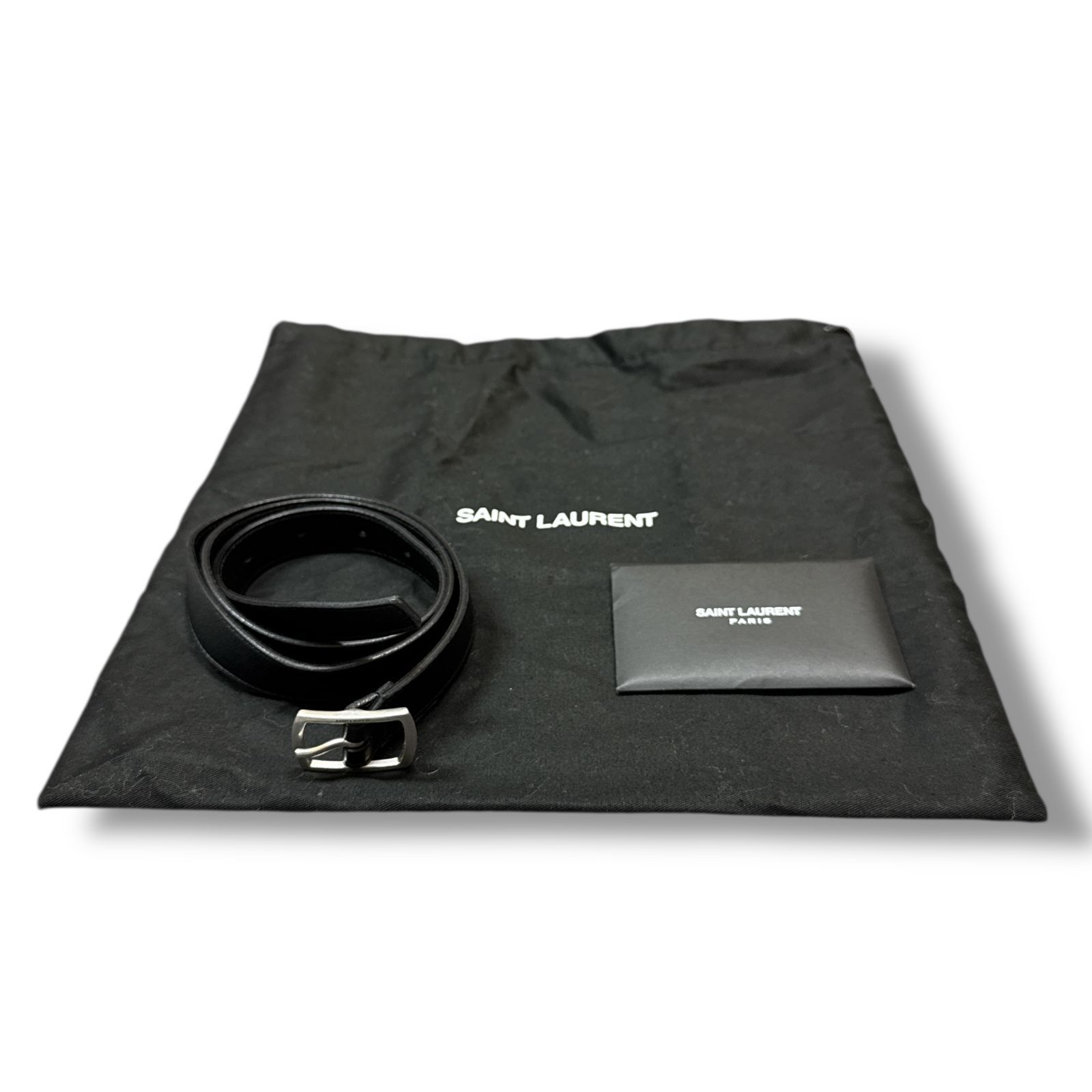 SAINT LAURENT サンローラン GRZ593303 レザー　ベルト SAINT LAURENT ロゴバックルレザーナローベルト サンローラン