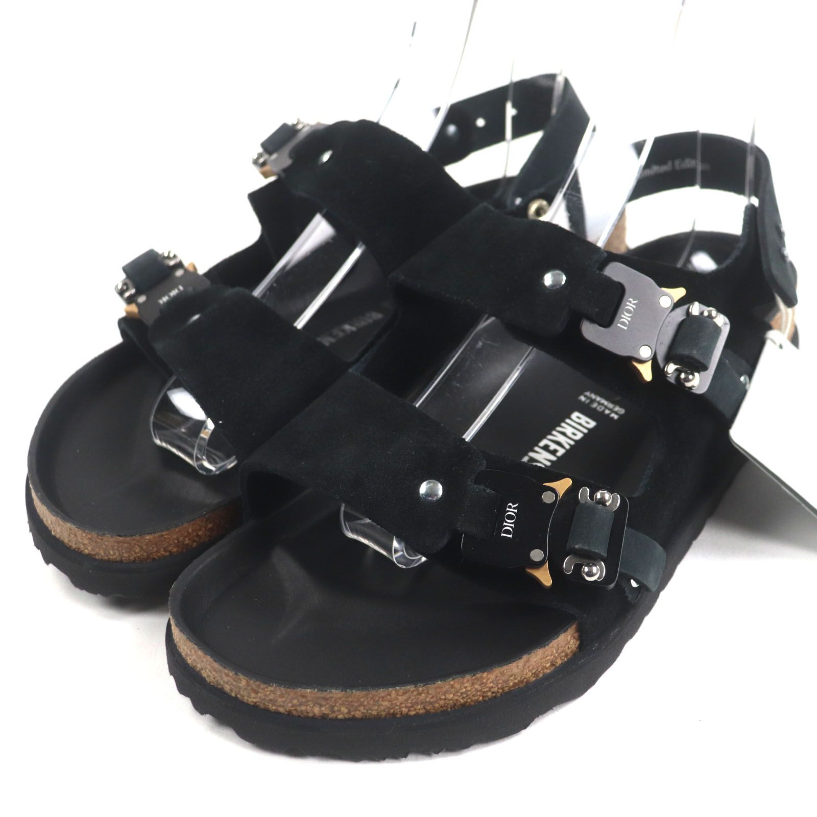 DIOR BIRKENSTOCK ディオール オム ビルケンシュトック MILANO ミラノ スウェードレザー ローラーコースター サンダル ブラック 39 25cm ドイツ製 メンズ