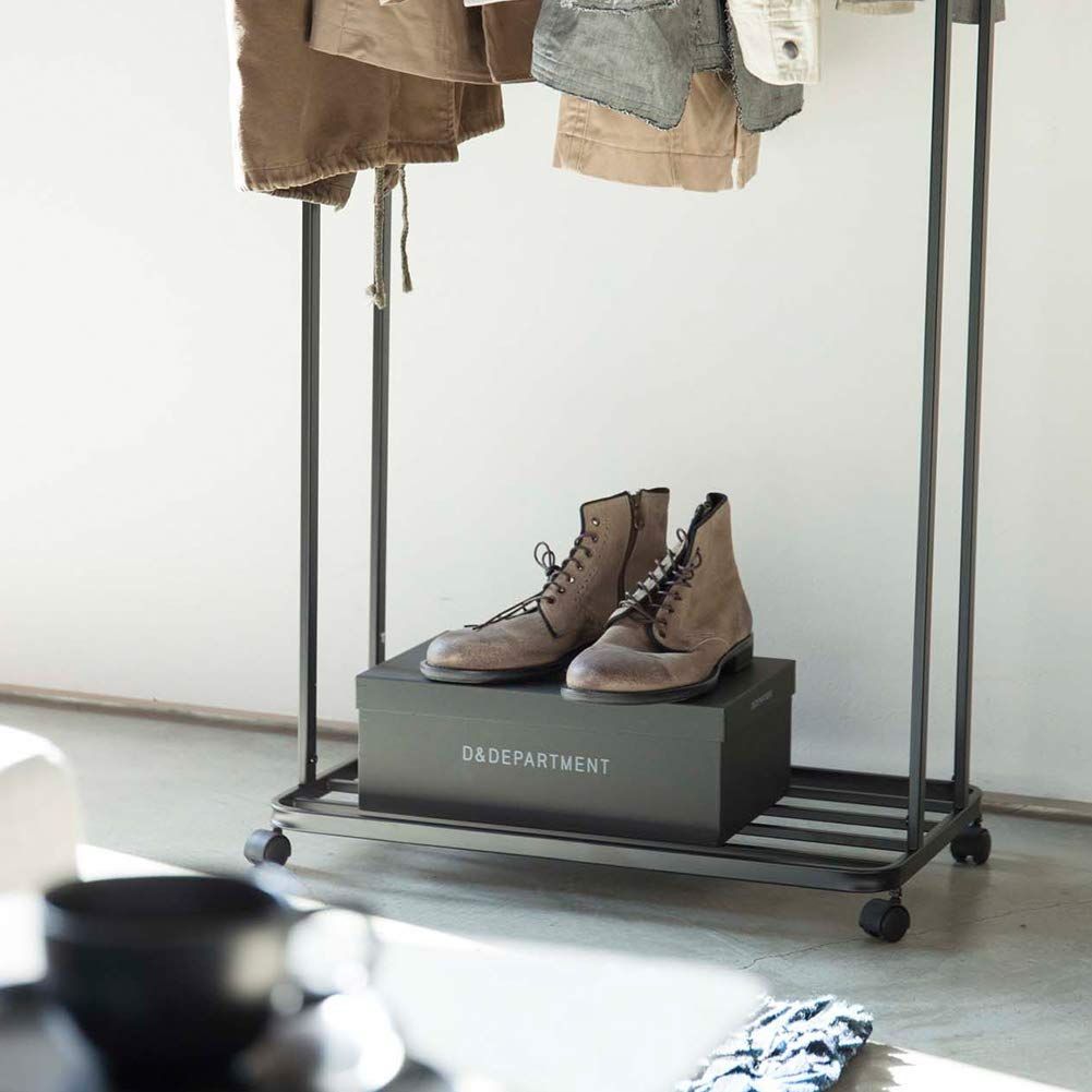 在庫 山崎実業 Yamazaki ハンガーラック タワー キャスター付き ブラック 約W67XD35XH172.5cm コートハンガー 3517