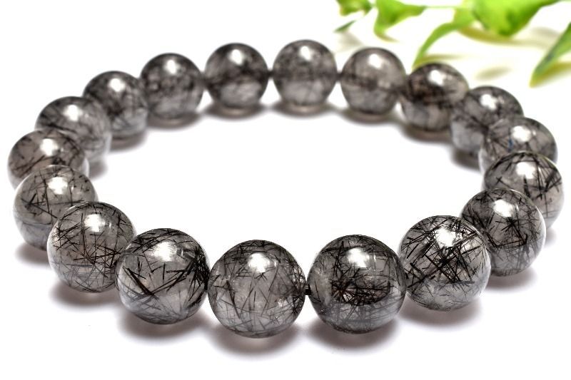 １点物 放射状 黒い針 ブラックトルマリンインクォーツ 11.5mm ブレスレット パワーストーン 天然石 _MA9327