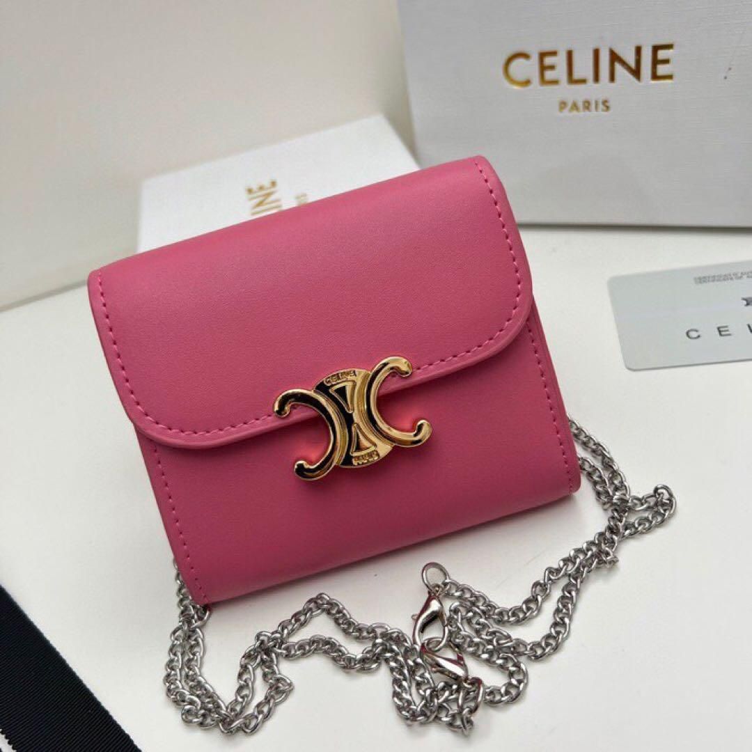 限定 CELINE セリーヌ トリオンフ 三つ折り財布 ロズレッド 日本通販