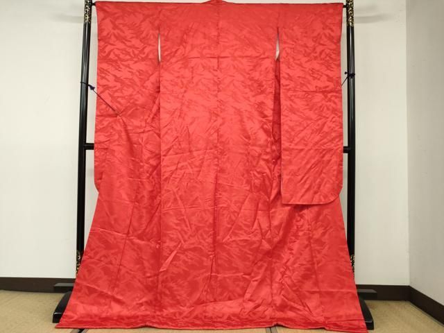 平和屋着物 お引きずり お引き摺り 引き振袖 和装 結婚式 舞妓 芸妓 芸者 衣装 飛鶴地紋 深緋色 DAAW2387zy
