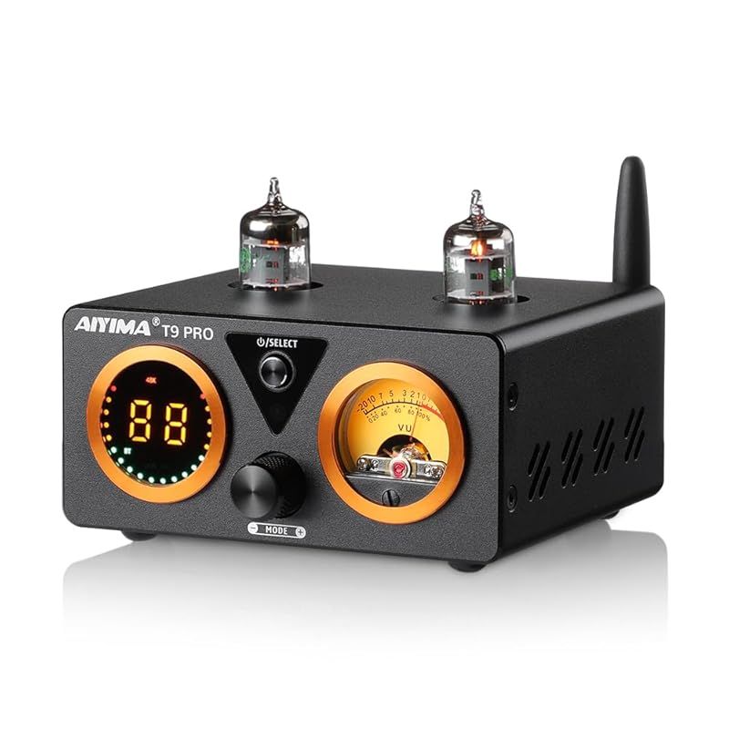 AIYIMA T9 PRO 200W Bluetooth 5.0 真空管アンプ D級HiFiデジタルアンプ 2.0|2.1ch真空管パワーアンプ VUメーター 低音高音コントロール付き