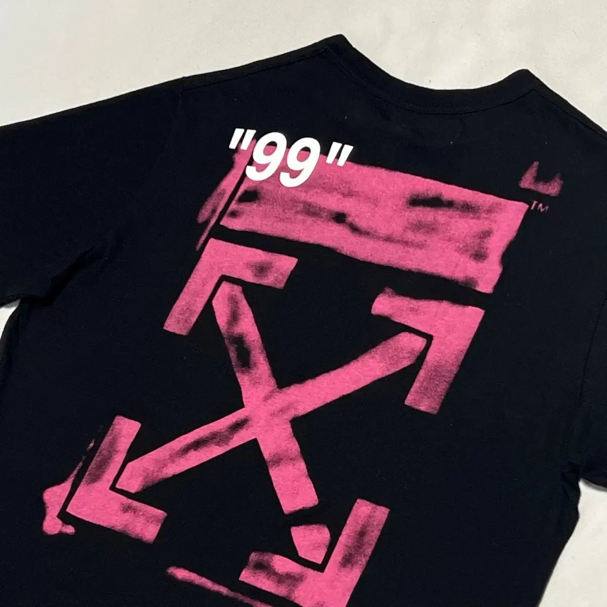 S Off-White オフホワイト ステンシル フクシア 半袖 Tシャツ