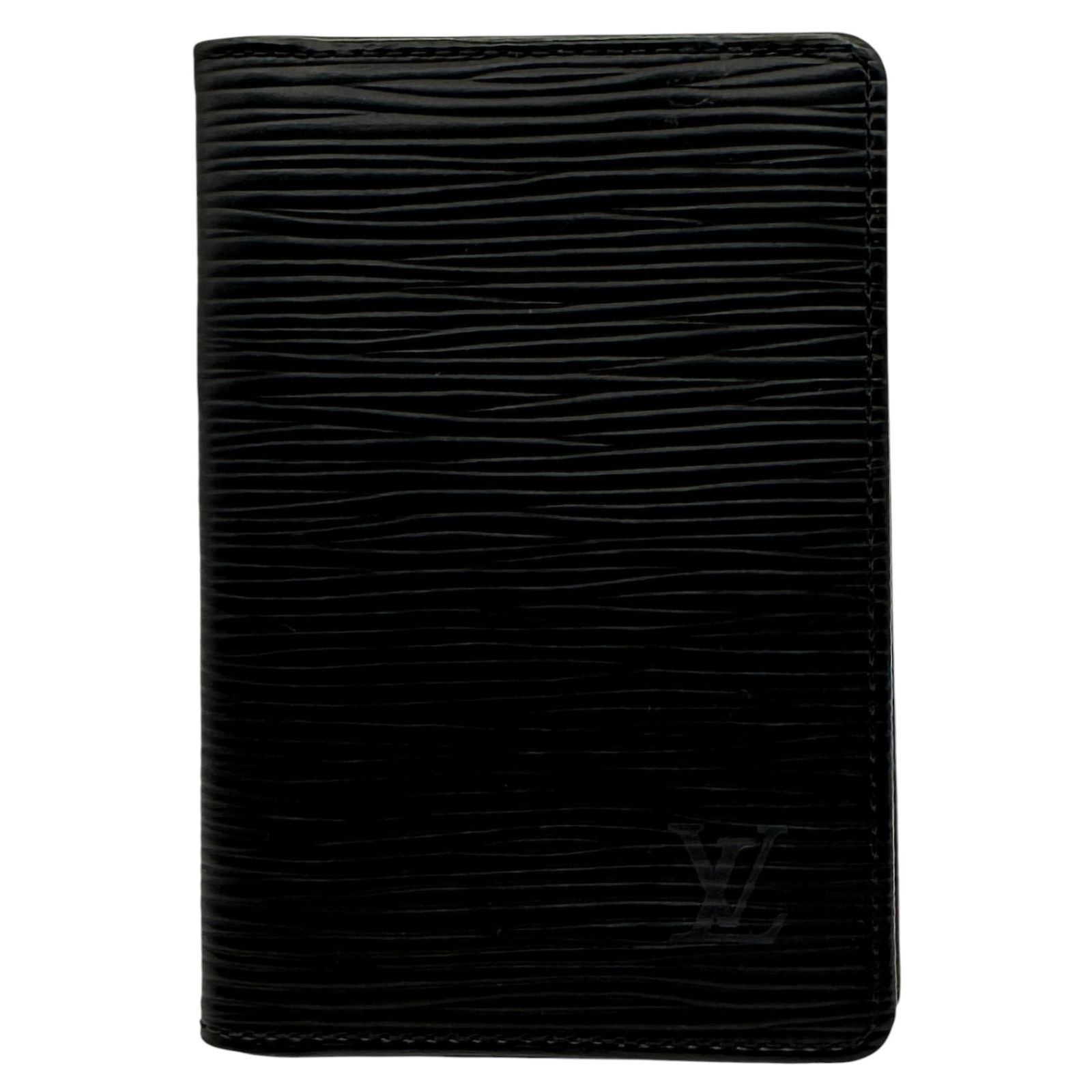 Louis Vuitton ルイ ヴィトン カードケース オーガナイザー･ドゥ ポッシュ M63582 エピ ノワール レザー ブラック系 二つ折り レディース メンズ ユニセックス 内ポケットべたつき -BC 9304
