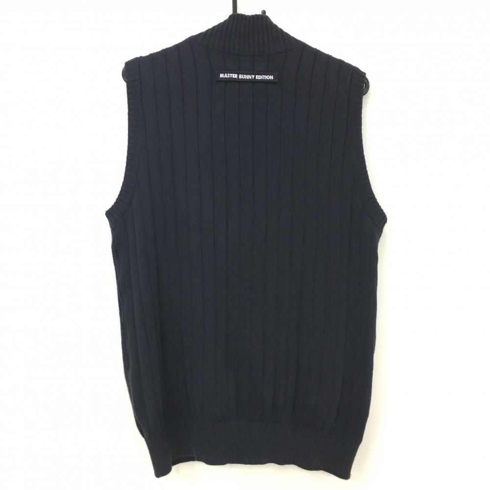 マスターバニー ニットベスト ネイビー ジップトリコロール コットン