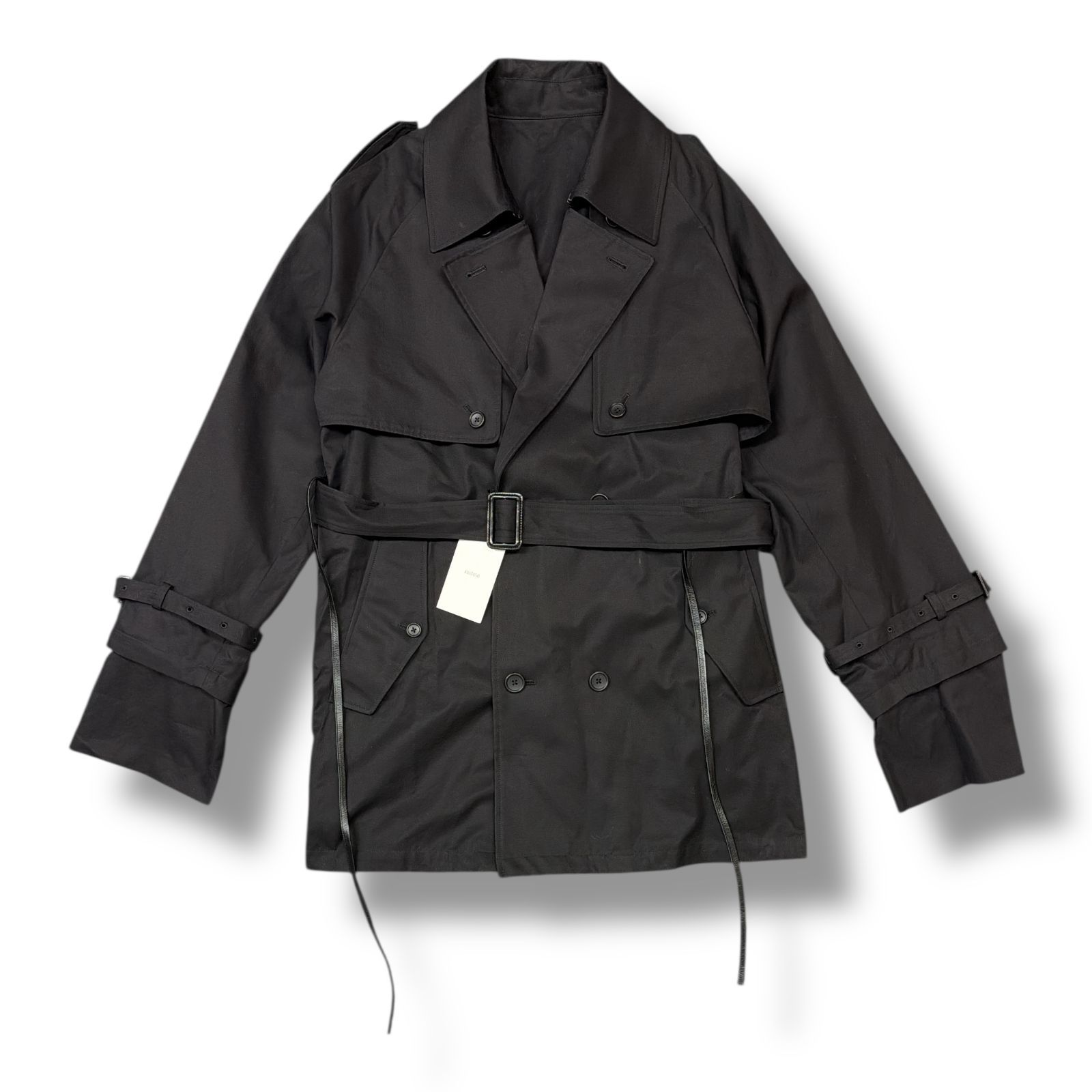 参考上代162800円 stein LAYAERED SHORT TRENCH COAT レイヤード ショートトレンチコート シュタイン ST.911 ブラック D