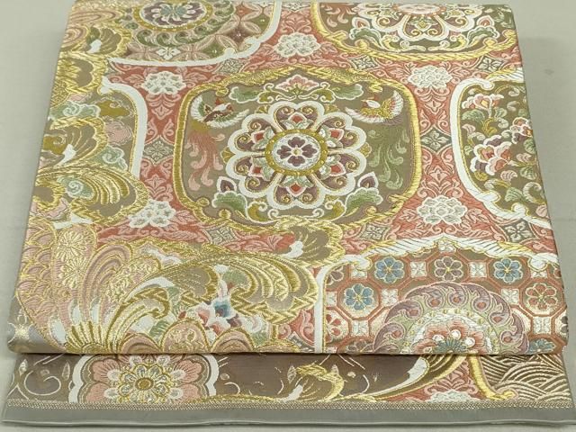 平和屋本店□極上 手織綴れ 山鹿清華 中国三大刺繍 相良刺繍 太鼓柄