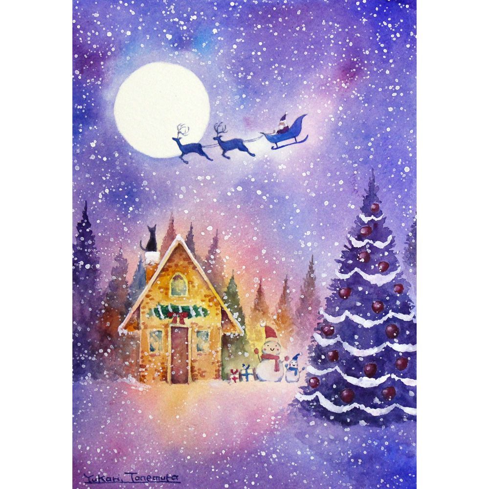 Snowさま 原画 夜空の軌跡 A5サイズ 水彩画 2736