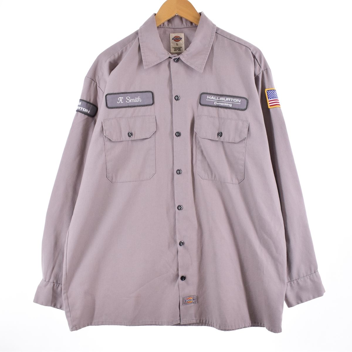 古着 ディッキーズ Dickies ワッペン付き 長袖 ワークシャツ メンズXL/eaa336279