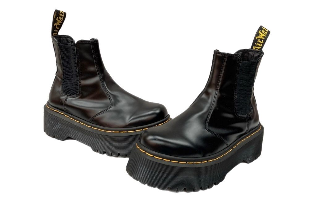 ドクターマーチン Dr.Martens チェルシーブーツ BOOTS POLISHED SMOOTH PLATFORM QUAD RETRO クアッド レトロ 厚底 BLACK 黒 2976QUAD ブーツ サイドゴア ブラック UK4 104S-816