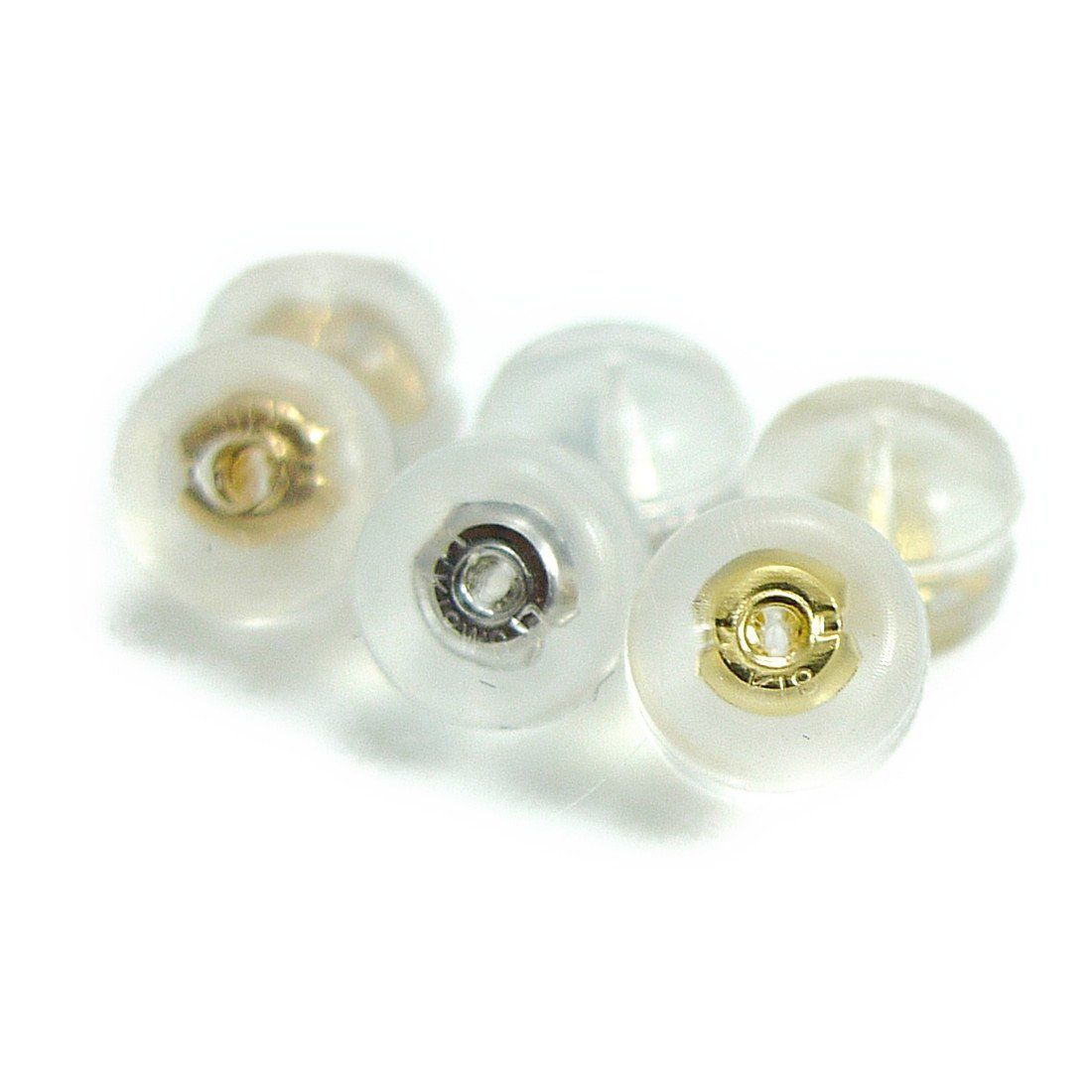 つまみやすい筒型 K18 ピアスキャッチ スリー ダブルロック ピアス キャッチ 2個×3セット 線径φ0.65-0.9mm用