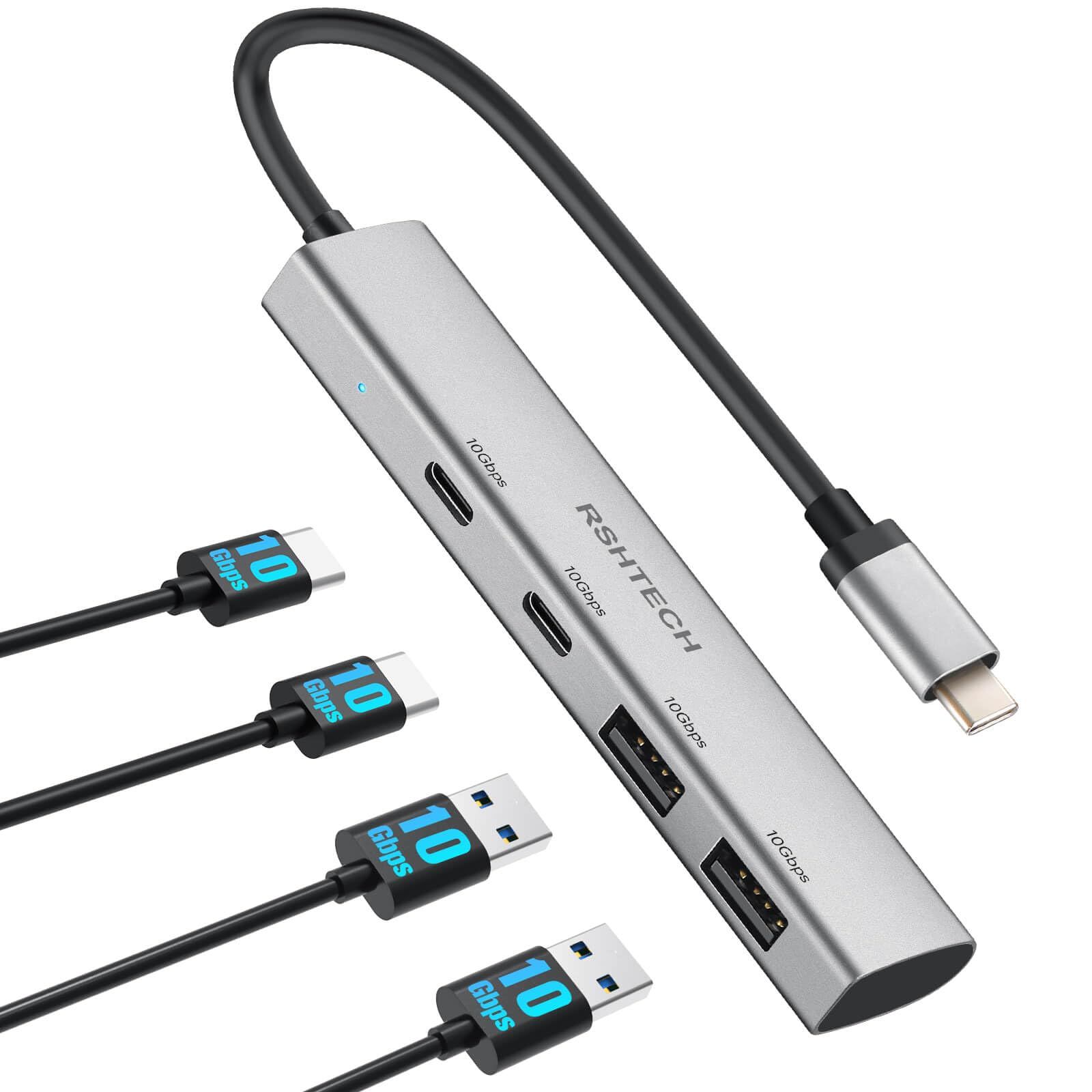 ハブ 10Gbps 4ポート C Type C x2 Type A USB x2 スリム設計 USB 3.2/3.1 Gen2 RSHTECH ハブMacBook/Surface Book/iPad Pro/Galaxy S2/Windowsなどに対応（RX0