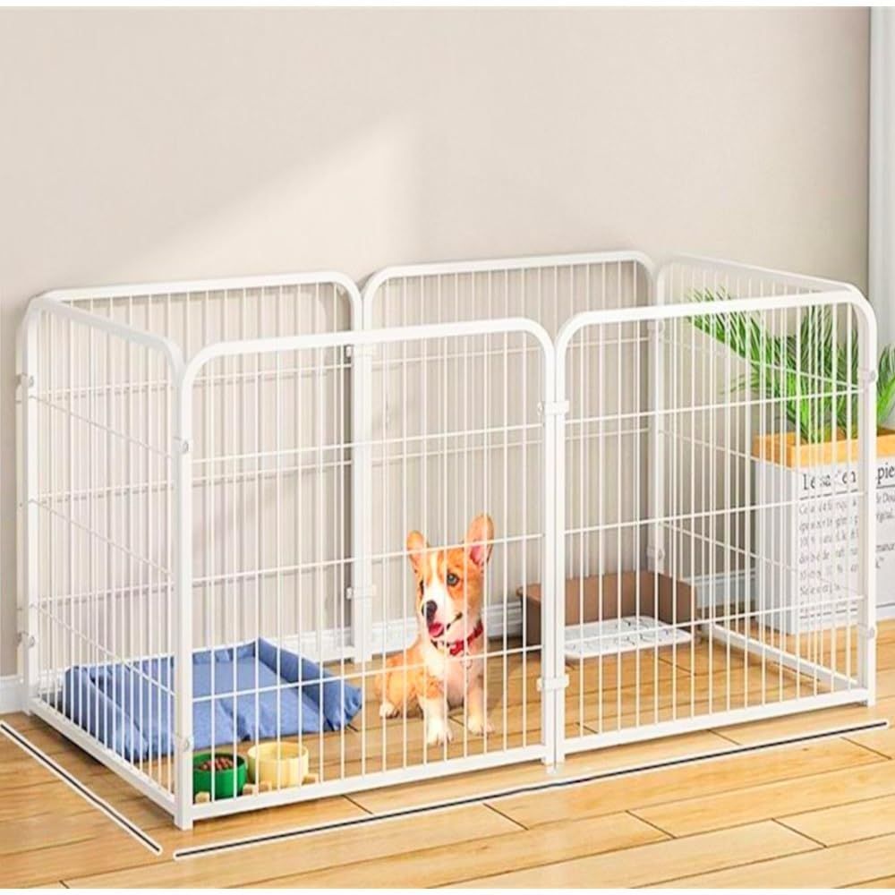 ペットサークル 犬 ペットフェンス サークルケージ 犬用ゲージ ドア付き 室内 屋外 置くだけ 柵 自立 ケージ セットドア付 6枚 簡単組み立て 工具不要 折りたたみ レイアウト自由 犬用 100×50c