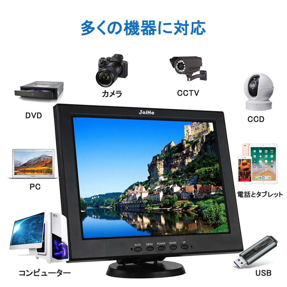JaiHo 12インチ HDMI モニター 800X600解像度 4:3 モニター TFT LCD