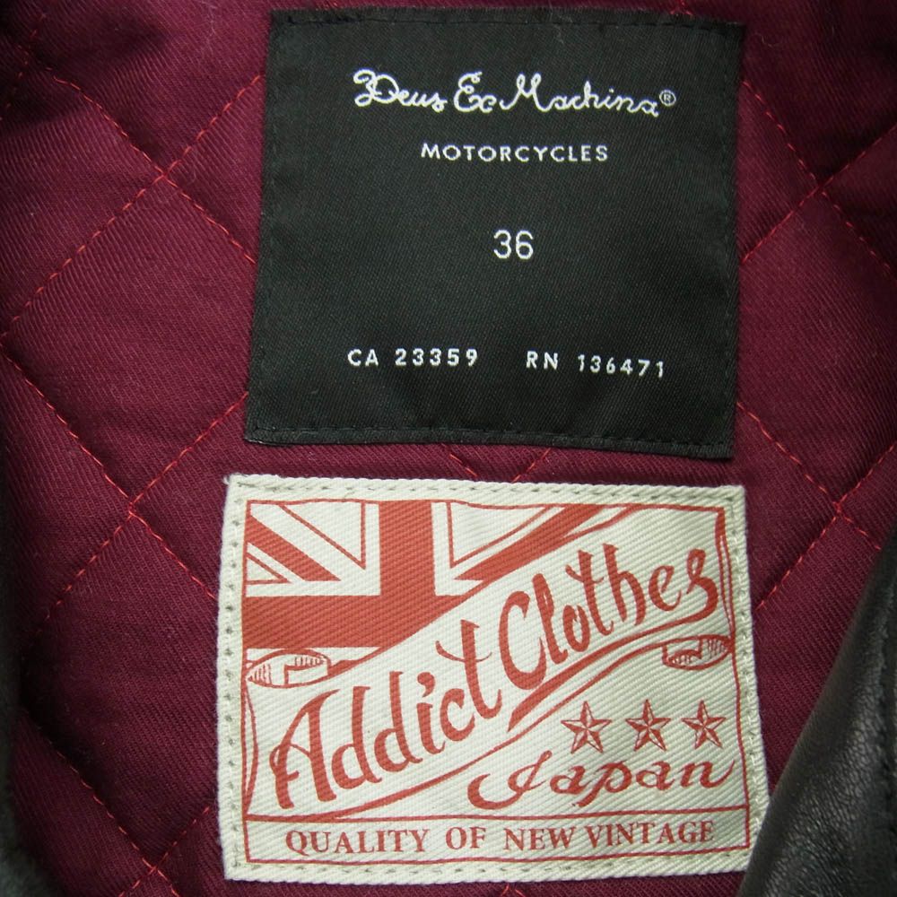 Addict Clothes レザーシングルライダース 36 アディクトクローズ ディアスキン ダークブルー 36 ライダース