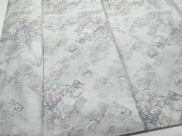 平和屋着物○都喜ヱ門 本場大島紬 白大島 7マルキ 正倉院花唐草文 藤絹