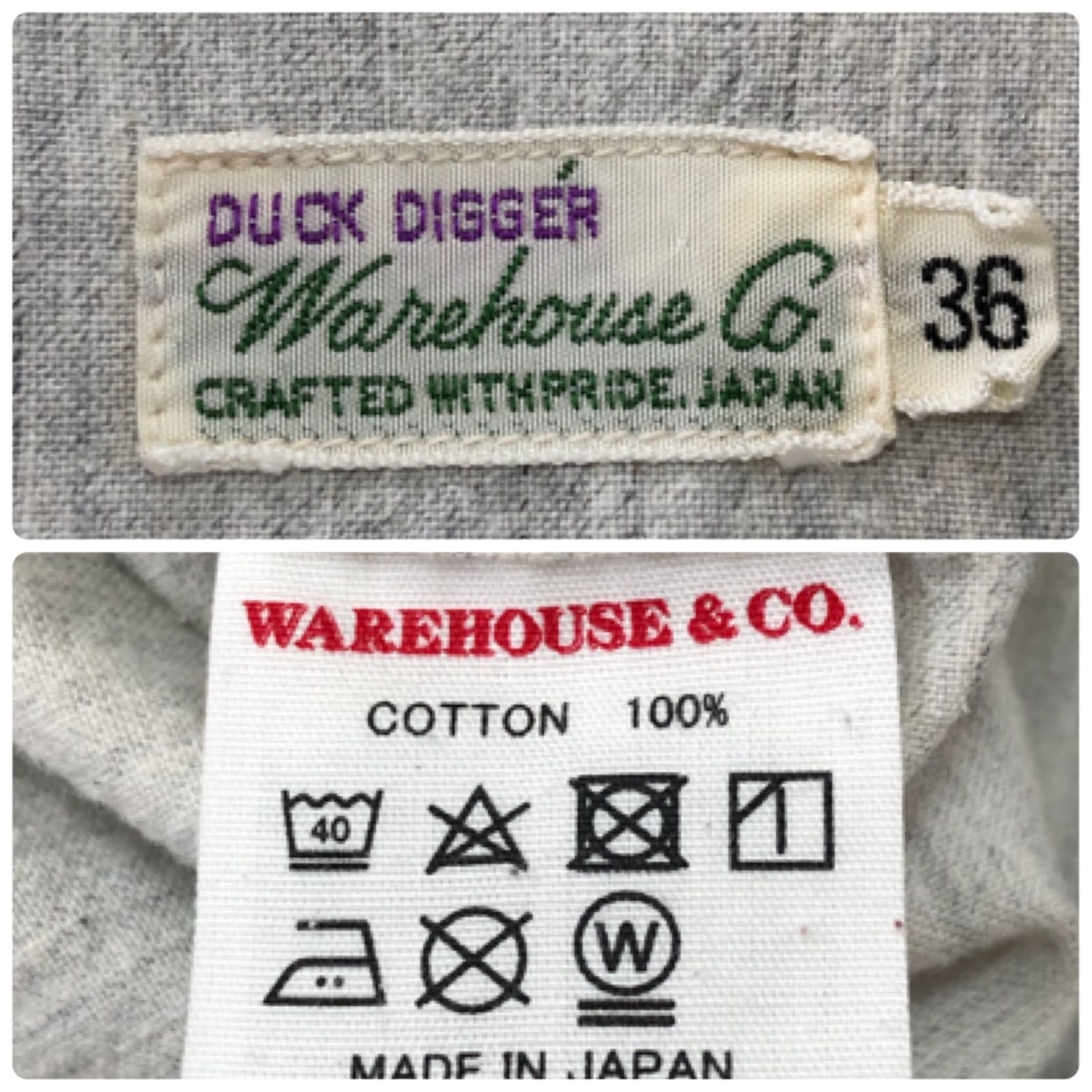 WAREHOUSE オープンカラーシャツ DUCK DIGER ダックディガー 山ポケット ロールアップ 開襟 アロハ ホワイトグレー ライトグレー 白灰 ウエアハウス