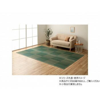 い草ラグ 格子柄 抗菌防臭 本間4.5畳 約286×286cm レイクブルー 1031280041202