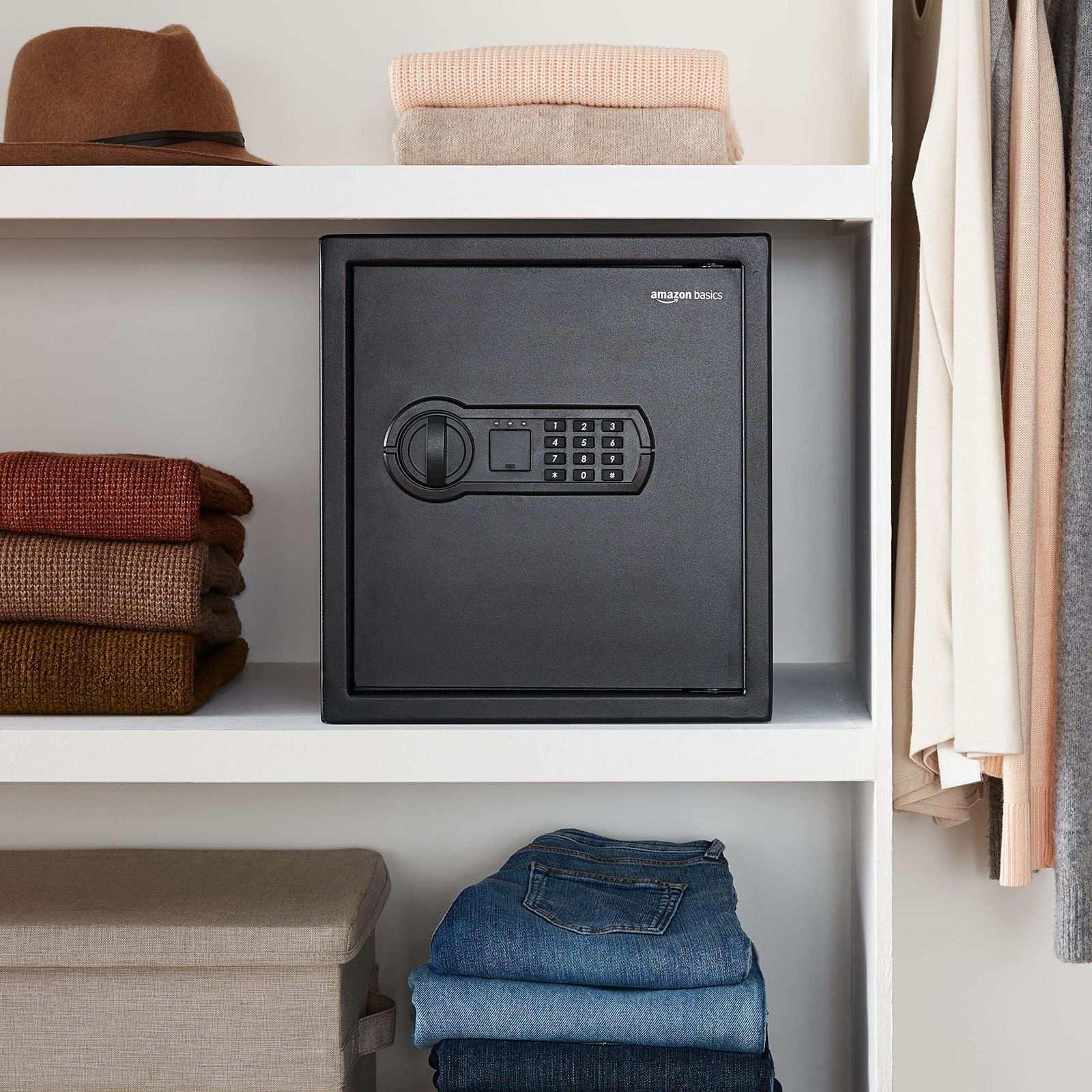 迅速発送 ベーシック 金庫 家庭用 業務用 電子式 テンキー式 34L 幅33 x 奥行33 x 高さ36 cm スチール ブラック