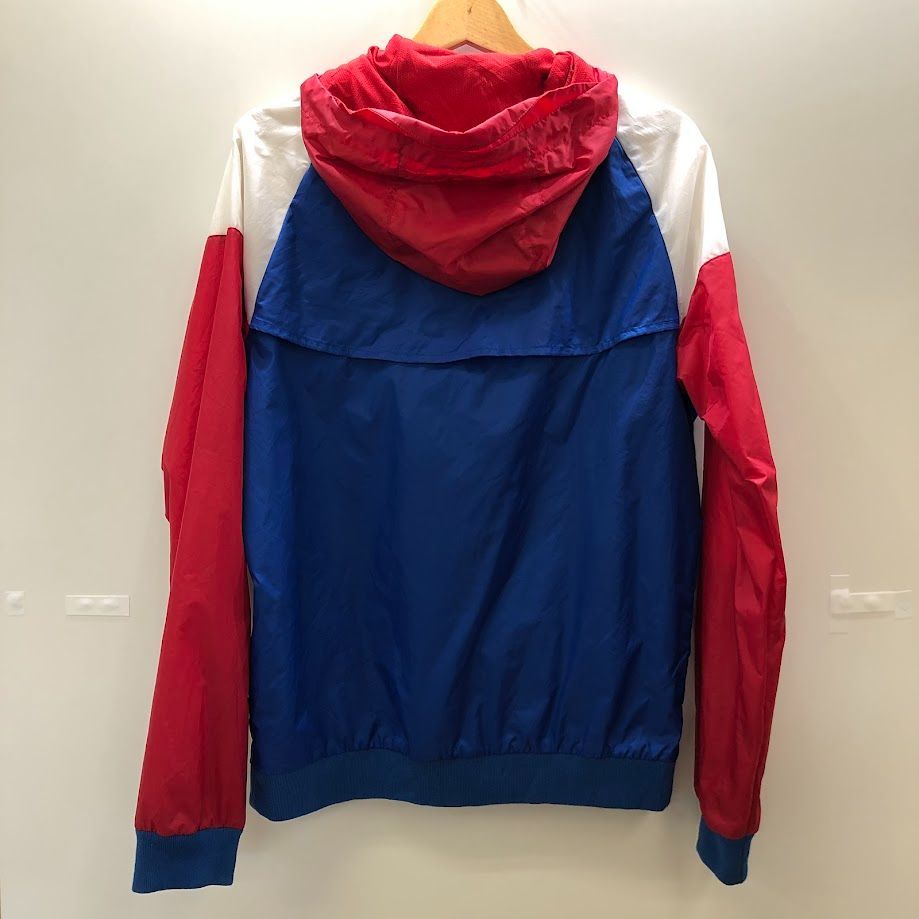 美品✨ NIKE ナイキ ナイロンジャケット フーディー L トリコロール 364【即完売モデル】ナイキ トリコロール 刺繍ロゴ ナイロン