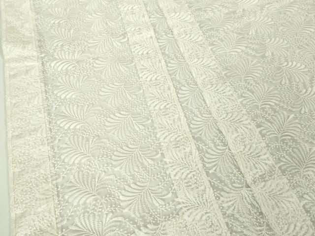 平和屋本店□極上 長羽織 スリーシーズン 春夏秋 塵除け 刺繍 舞葉文