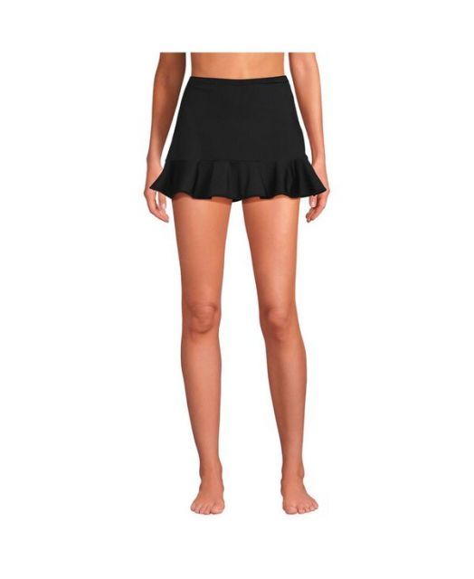送料無料 ランズエンド レディース スカート ボトムス Women s Ruffle Hem Mini Swim Skirt Black