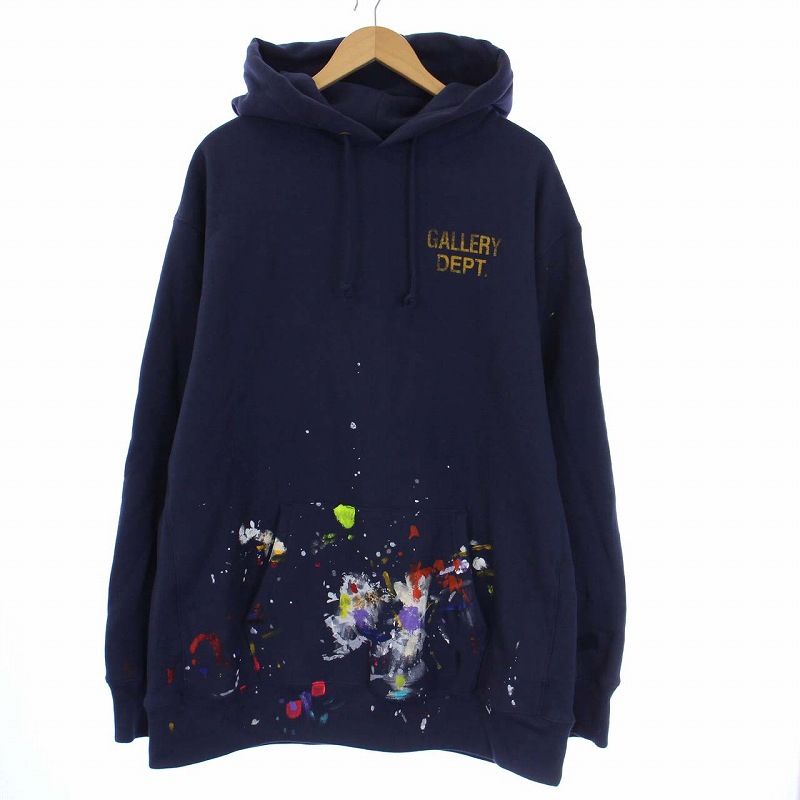 ギャラリーデプト GALLERY DEPT． Paint Logo Hoodie Vintage Navy ペイント ロゴプリント フーディー パーカー  プルオーバー 長袖 XL 紺 ネイビー /KH - メルカリ