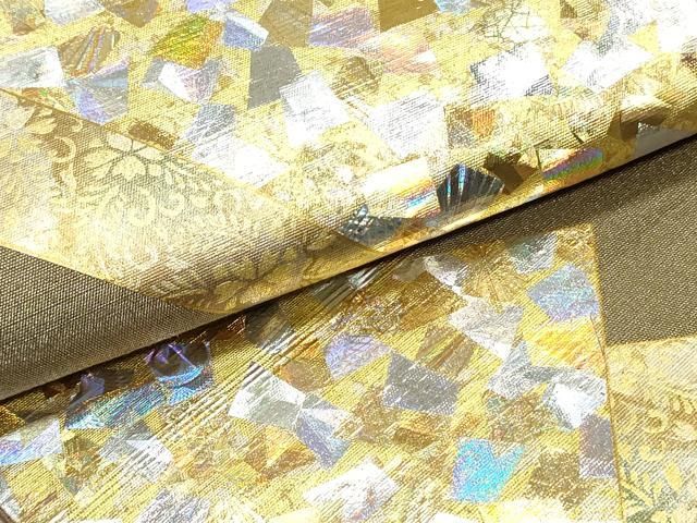 金箔工芸　金彩友禅作家 堀省平　高級 正絹 六通 袋帯　日舞　舞台　振袖 平和屋着物○金彩友禅作家 金彩の魔術師 堀省平 金煌織 太鼓柄
