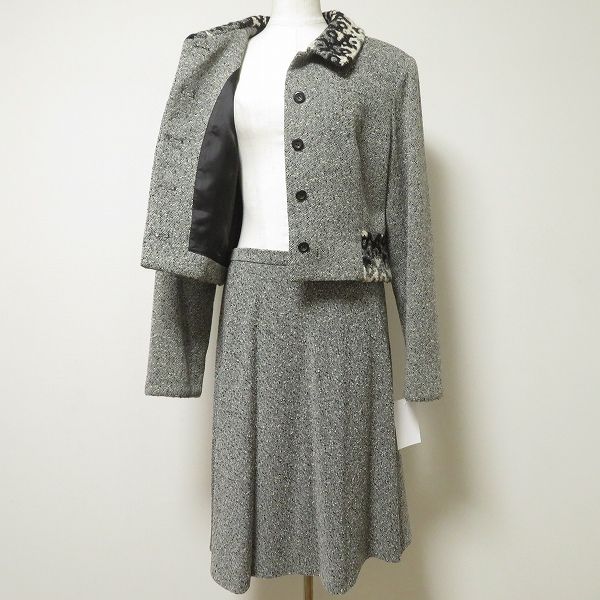 wnc ケンゾー KENZO セットアップ スカートスーツ 42 グレー ツイード wnc ケンゾー KENZO セットアップ スカートスーツ 42 グレー ツイード