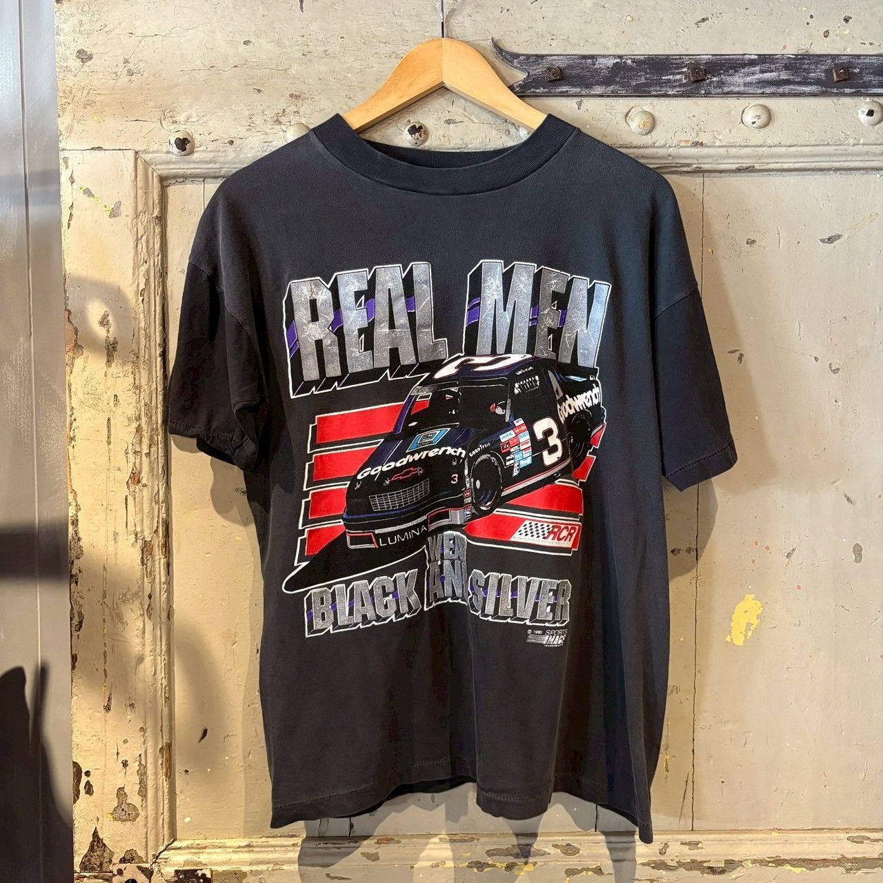90 s シングルステッチ Tシャツ ナスカー カーレース ブラック 黒 半袖 古着 Lサイズ