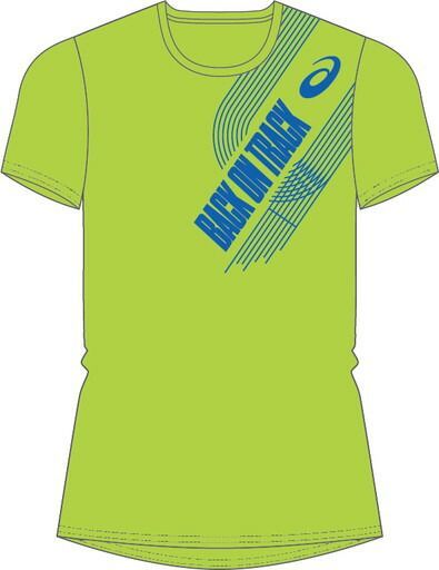 アシックス 変温プリントドライ半袖シャツ ハザードグリーン S