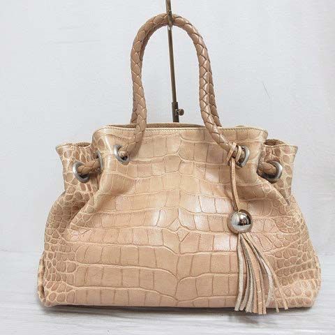 フルラ FURLA ハンドバッグ トート 腕掛け レザー ベージュ系 チャーム フルラ FURLA 型押し レザー ハンド トート バッグ ベージュ