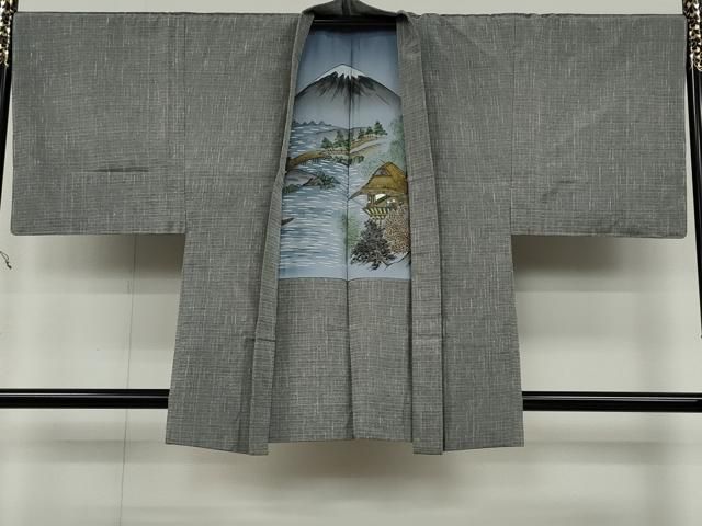 平和屋着物○男性 紬 アンサンブル・長襦袢セット 霞文 正絹 逸品 未