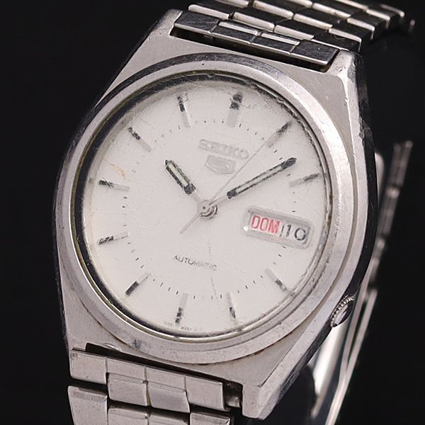 SEIKO セイコー5 デイデイト ラウンド メンズ 腕時計 自動巻き シルバー