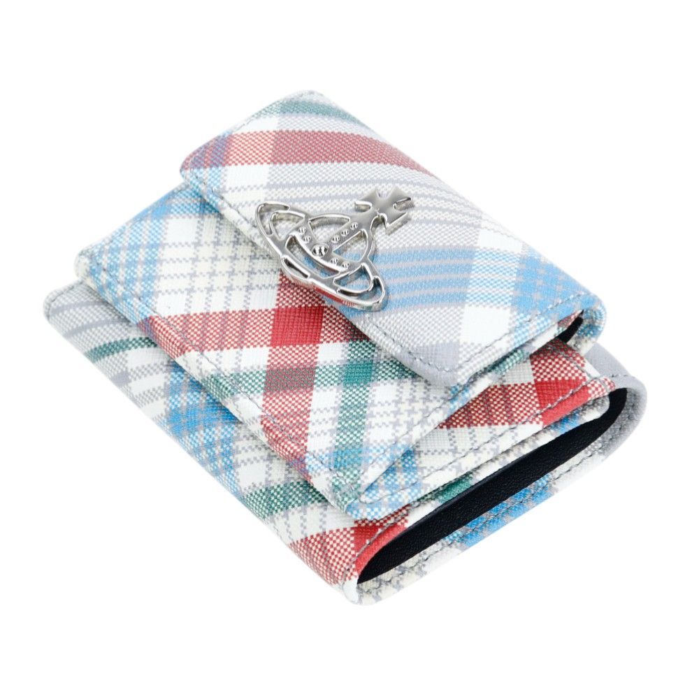 ◆Vivienne Westwood◆TARTAN PRINT 三つ折り ミニ財布 SAFFIANO PRINTED 三つ折りミニ財布(CHELSEA TARTAN)（メンズ