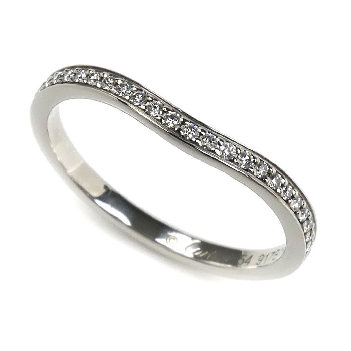 CARTIER カルティエ Pt950プラチナ バレリーナ カーブ ハーフエタニティ ダイヤ リング 指輪 B4093054 14号 54 3.2g レディース