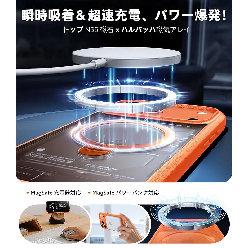 TORRAS iPhone 17 Pro 用 ケース【多機能一体・360°新定点回転スタンド