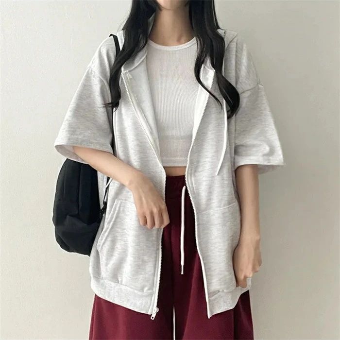 パーカー フード付きパーカー レディース アウター 半袖パーカー