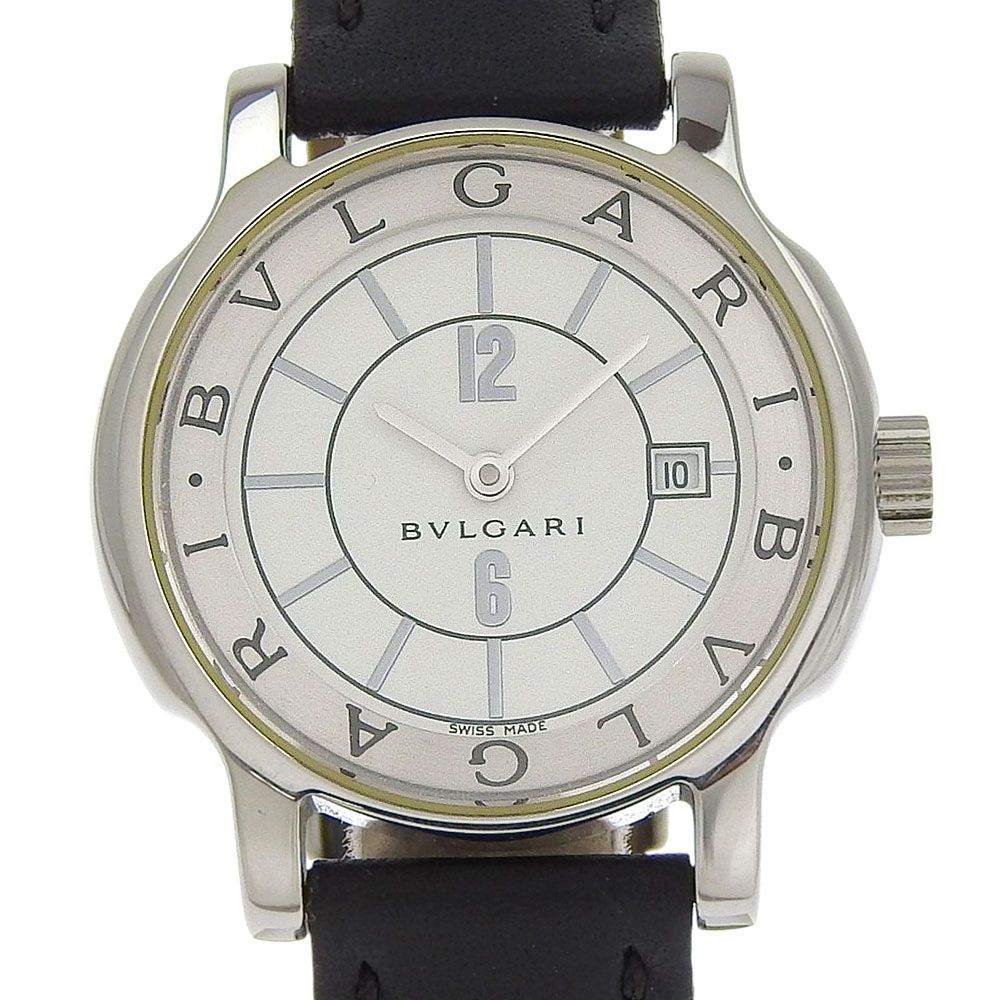 BVLGARI ブルガリ ソロテンポ ST29S ステンレススチール×レザー クオーツ アナログ表示 レディース ホワイト文字盤 腕時計