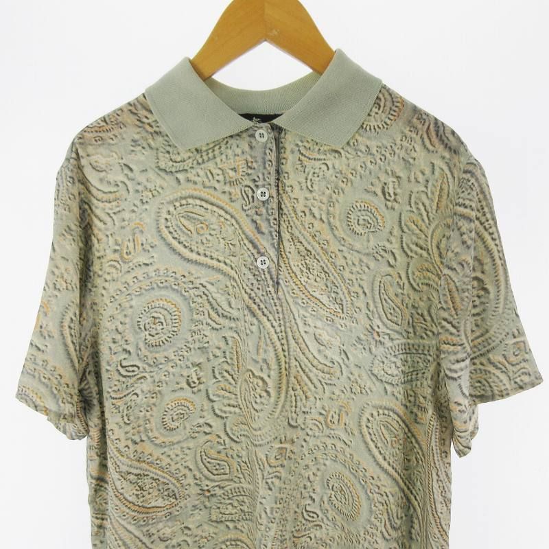 エトロ ETRO ポロシャツ 半袖 ペイズリー柄 シルク グリーン