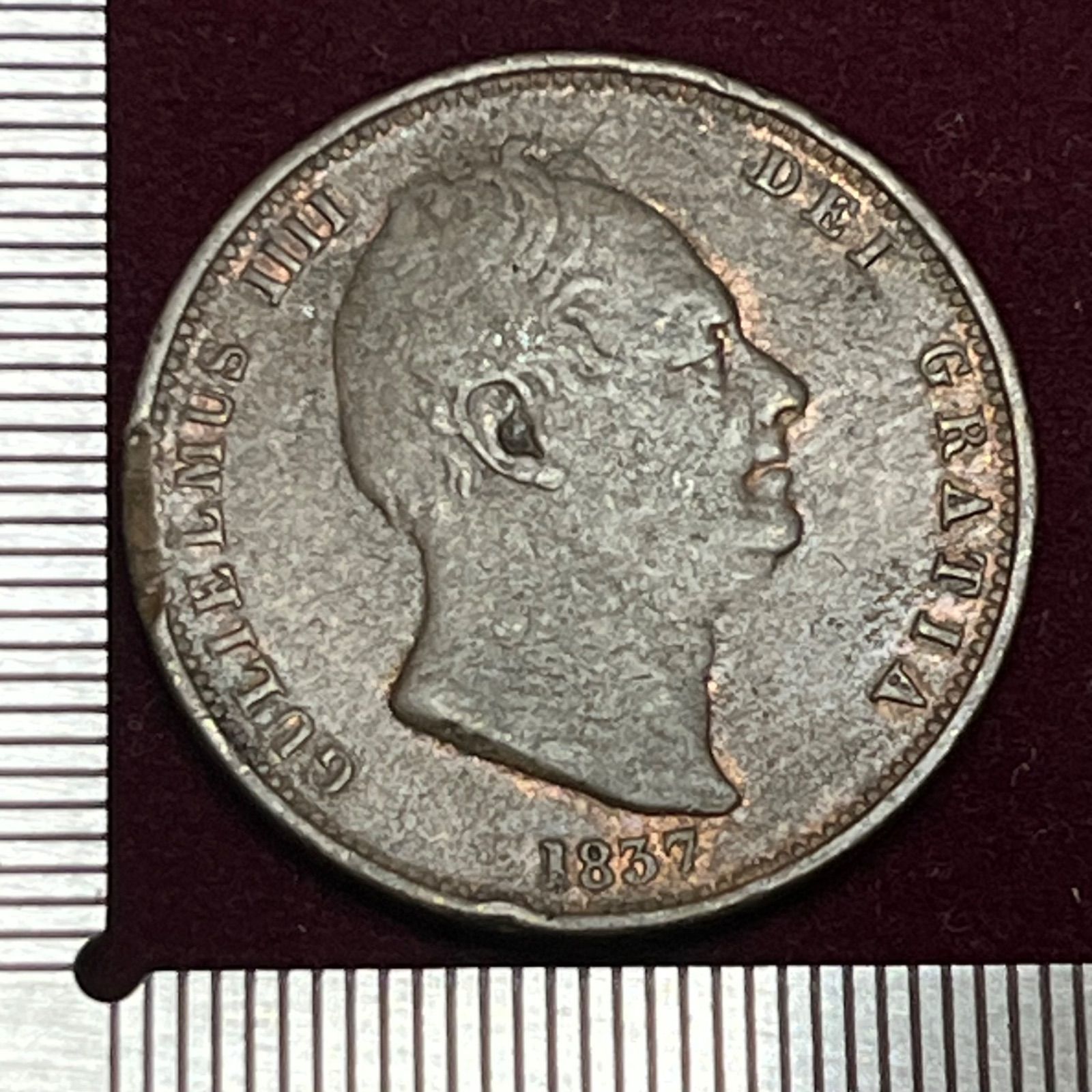 銅貨 状態 1837年 イギリス ハーフペニー銅貨 ウィリアム4世 Britannia” ブリタニア座像 年号 420