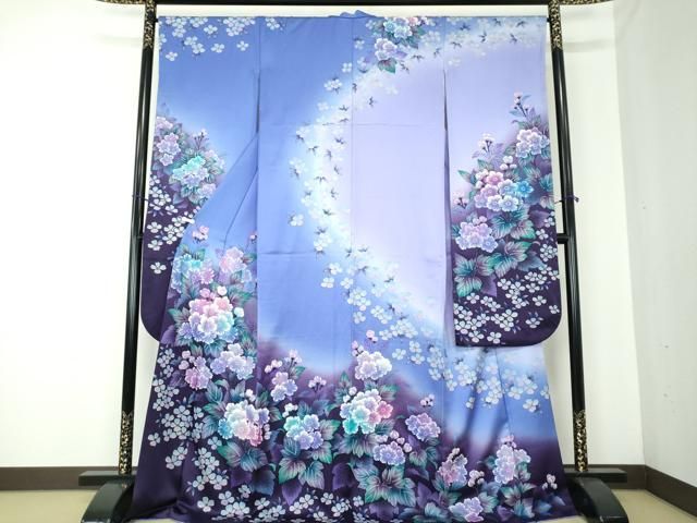 平和屋着物○豪華振袖 手描き 草花文 暈し染め 金彩 正絹 逸品