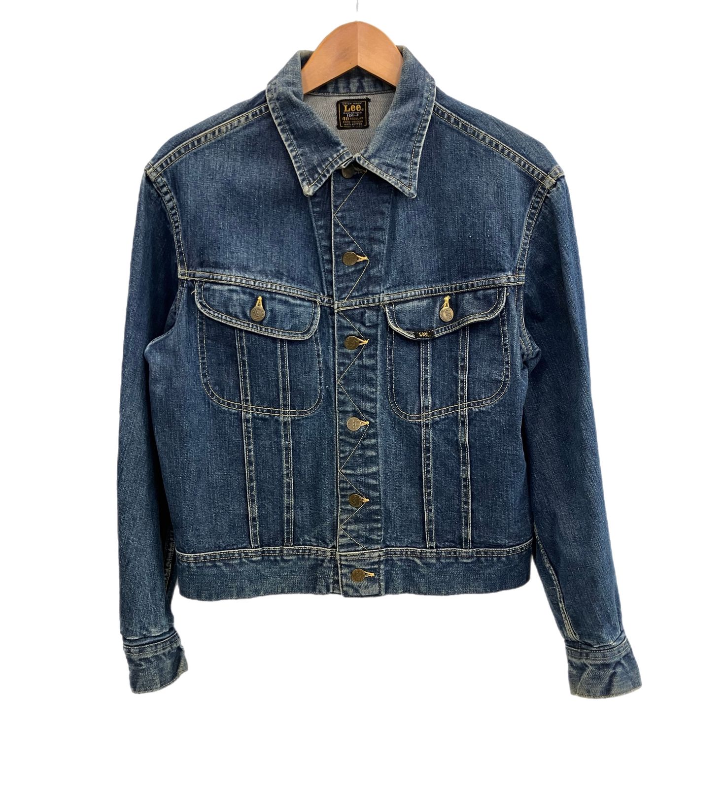 希少 60's〜 Lee リー 101-J デニムジャケット 四角黒タグ 濃紺 美品 希少 Lee 101j デニムジャケット 60's 四角黒タグ 44