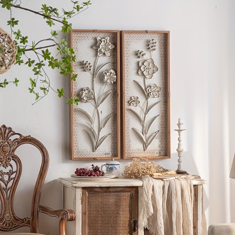 ウォールアート 壁掛け 2個セット北欧 ウォールインテリア 花 フラワー